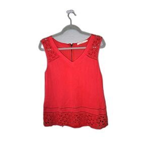 Solitaire Women's Red Sleeveless Crochet Top Size Small